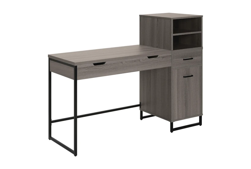 Shah 54" Lift-Top Adjustable Standing Desk With 1 Drawer + 4 Shelves - 360