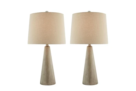 26 Inch Light Brown Textured Ceramic Cone Table Lamps 2 Piece Set