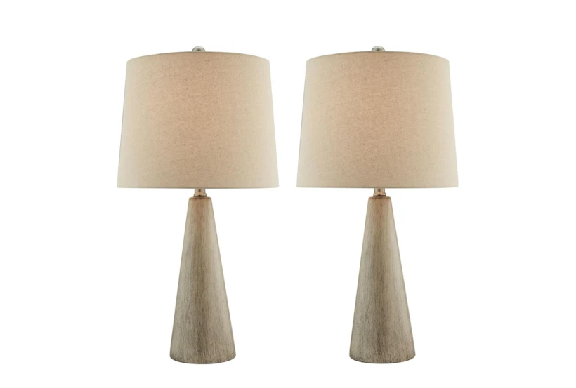26 Inch Light Brown Textured Ceramic Cone Table Lamps 2 Piece Set - 360