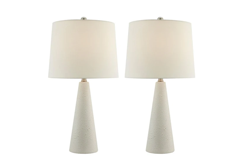 26 Inch White Ceramic Stoneware Cone Table Lamps 2 Piece Set - 360