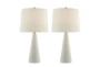 26 Inch White Ceramic Stoneware Cone Table Lamps 2 Piece Set - Signature