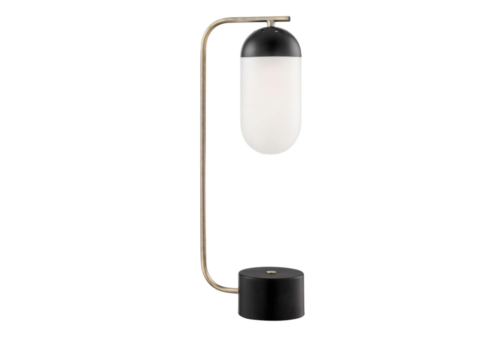 20 Inch Black + Frosted Glass Capsule Table Lamp