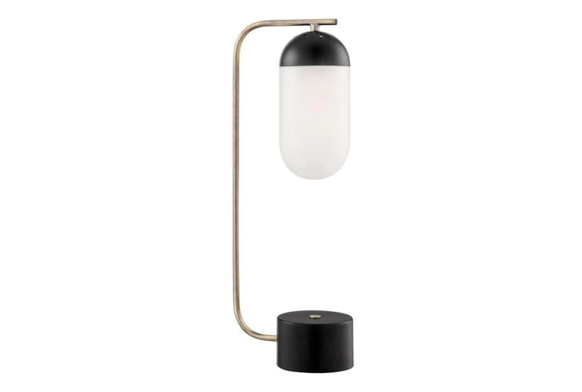 20 Inch Black + Frosted Glass Capsule Table Lamp - 360