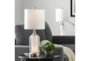 24 Inch Brushed Silver Nickel + Glass Night Light Table Lamps 2 Piece Set - Room