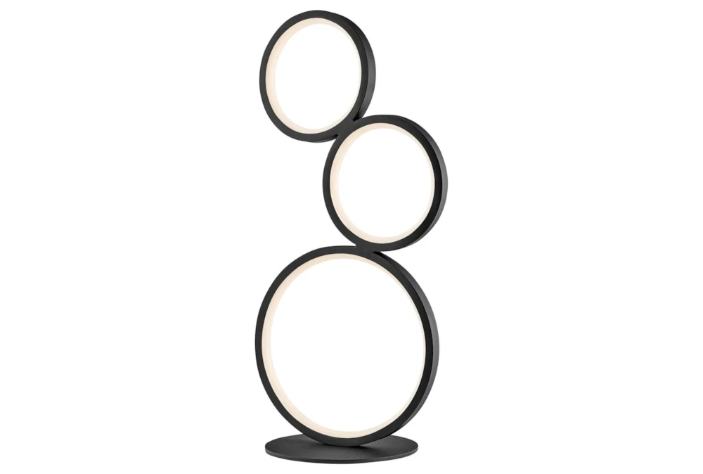 18 Inch Black Stacked Dimmable Led Circle Sculpture Table Lamp