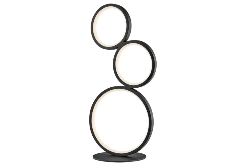 18 Inch Black Stacked Dimmable Led Circle Sculpture Table Lamp - 360