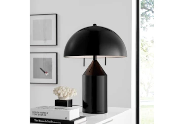 20 Inch Black 2 Light Mushroom Dome Lamp With Pull Chain Switch