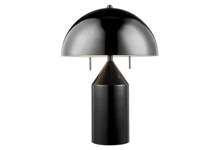 20 Inch Black 2 Light Mushroom Dome Lamp With Pull Chain Switch - Main