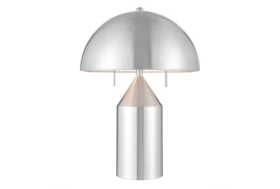 20 Inch Silver Nickel 2 Light Mushroom Dome Lamp With Pull Chain Switch