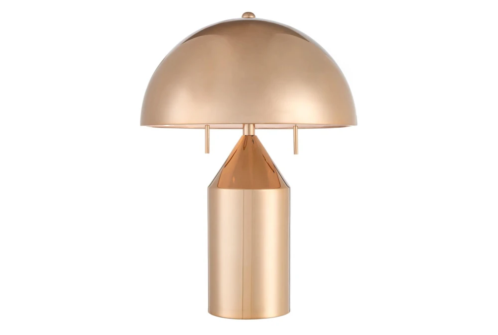 20 Inch Gold  2 Light Mushroom Dome Lamp With Pull Chain Switch
