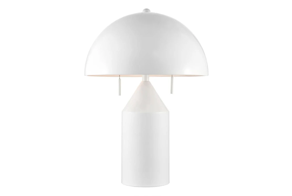 20 Inch White 2 Light Mushroom Dome Lamp With Pull Chain Switch
