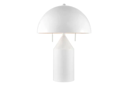 20 Inch White 2 Light Mushroom Dome Lamp With Pull Chain Switch - Main