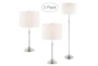 Silver Brushed Nickel Adjustable Height Table + Floor Lamps 3 Piece Set - Signature