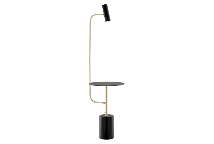 59 Inch Black + Antique Brass Task Floor Lamp With Table - 360