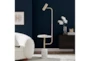 59 Inch White + Antique Brass Task Floor Lamp With Table - Room