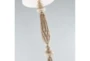 62 Inch White Washed Faceted Turned Wood Floor Lamp - Detail