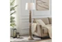 62 Inch White Washed Faceted Turned Wood Floor Lamp - Room
