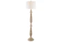 62 Inch White Washed Faceted Turned Wood Floor Lamp - Signature