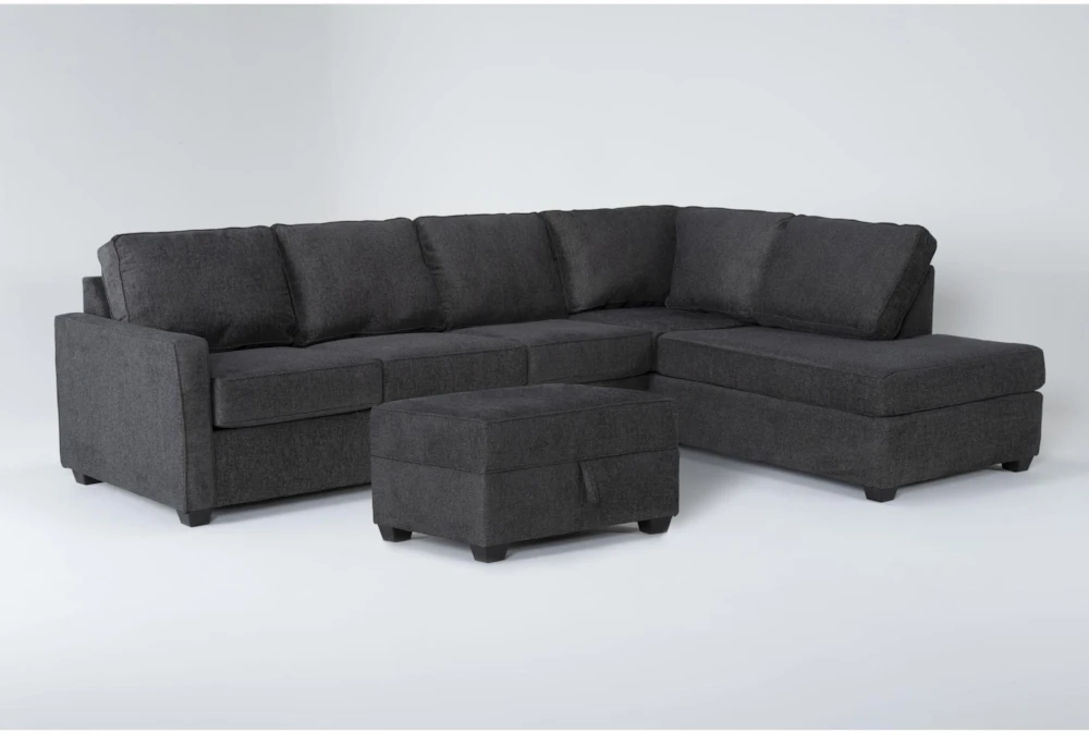 Mathers Slate 2 Piece Sectional With Right Arm Facing Corner Chaise Sofa & Ottoman