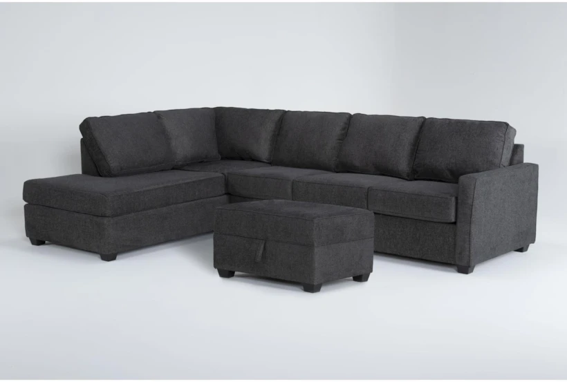 Mathers Slate 2 Piece Sectional With Left Arm Facing Corner Chs & Right Arm Facing Sleeper Sofa & Ottoman - 360