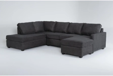 Mathers Slate 125" 2 Piece Sectional With Right Arm Facing Sleeper Sofa Chaise & Left Arm Facing Corner Chaise