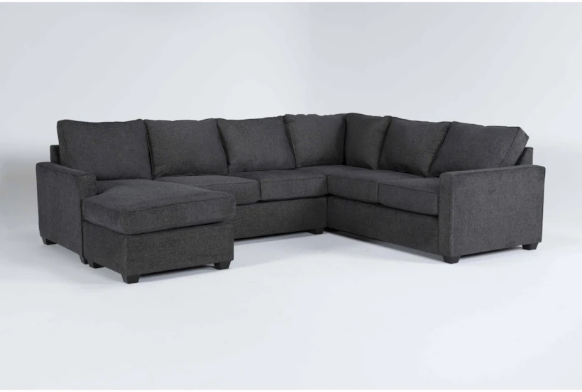 Mathers Slate 125" 2 Piece Sectional with Left Arm Facing Queen Sleeper Sofa Chaise - 360