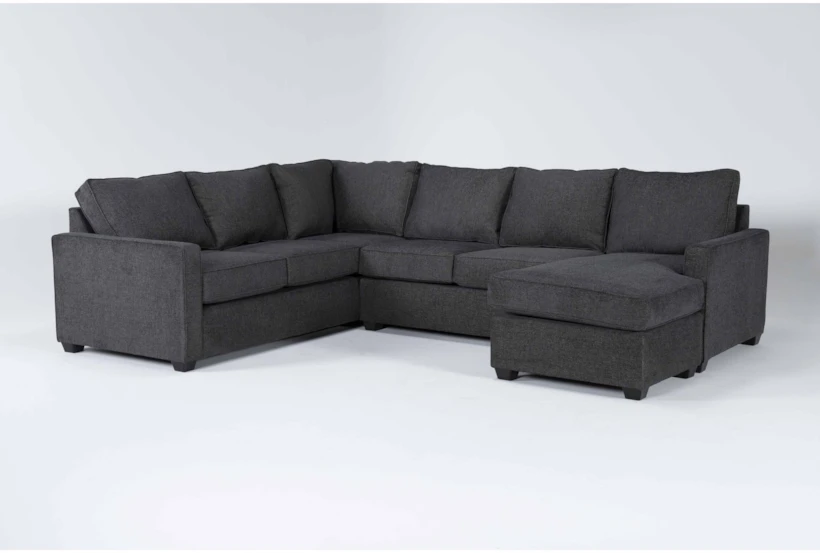Mathers Slate 125" 2 Piece Sectional with Right Arm Facing Queen Sleeper Sofa Chaise - 360