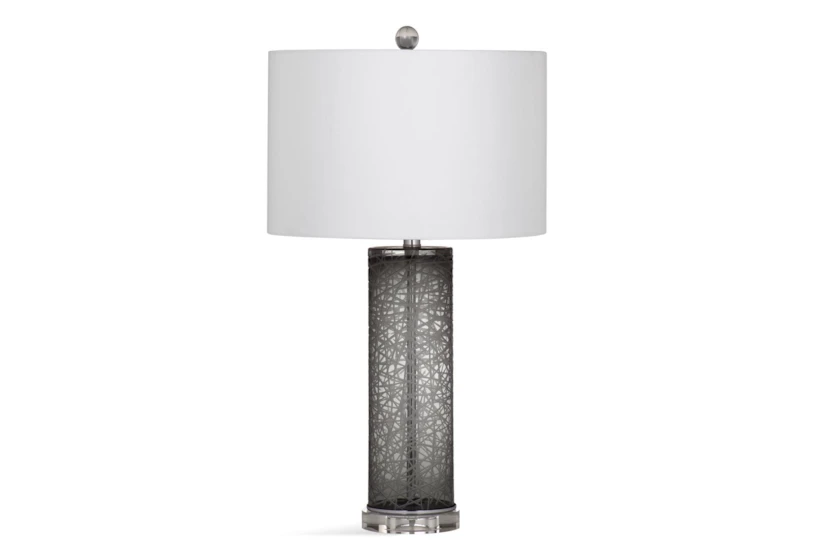 28 Inch Smoked Etched Glass Column Table Lamp - 360