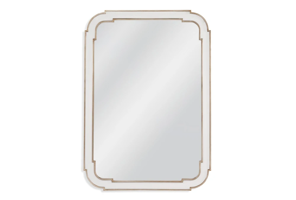 34X48 White Lacquer + Silver Leaf Rounded Edge Rectangular Wall Mirror