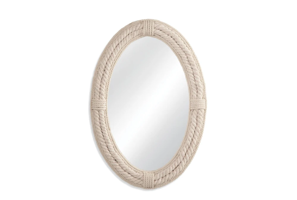 27X38 White Bleached Rope Oval Wall Mirror