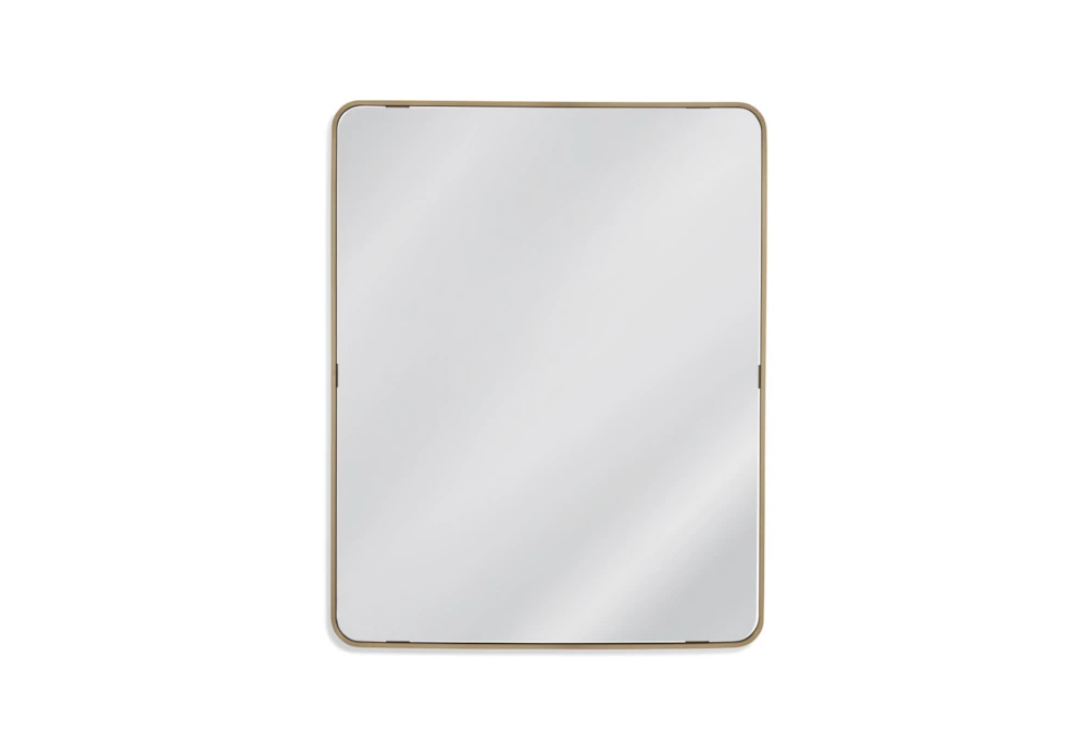 36X45 Brushed Brass Minimalist Rounded Rectangle Wall Mirror