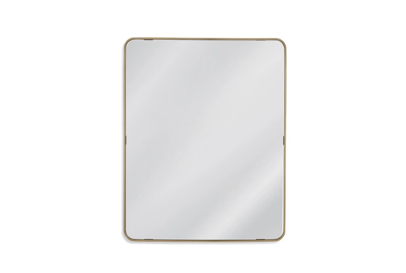 36X45 Brushed Brass Minimalist Rounded Rectangle Wall Mirror - 360