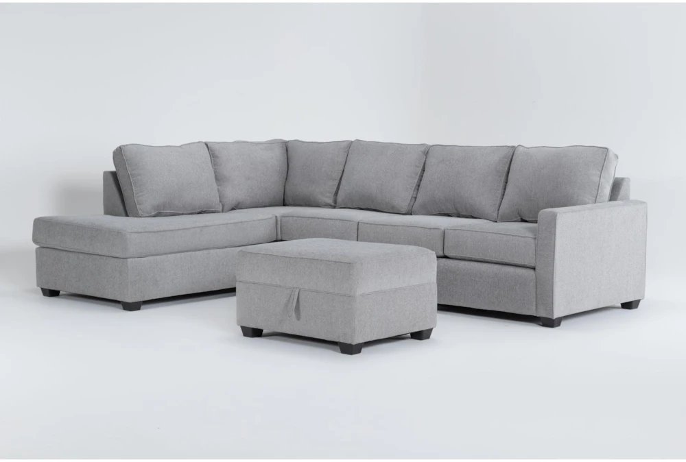 Mathers Oyster 125" 2 Piece Sectional with Left Arm Facing Corner Chaise & Storage Ottoman