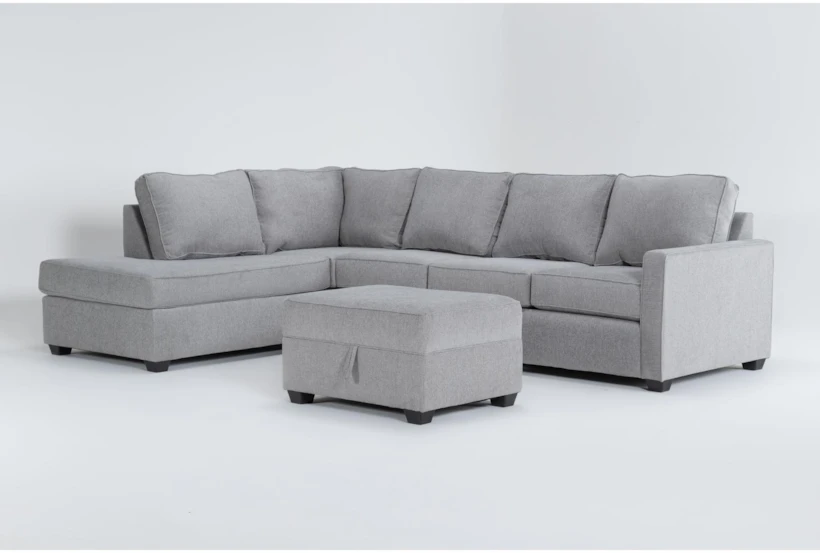 Mathers Oyster 125" 2 Piece Sectional with Left Arm Facing Corner Chaise & Storage Ottoman - 360