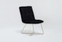 Alexas Black Velvet Office Desk Chair No Wheels - Side