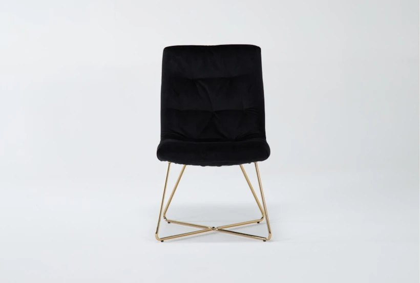 Alexas Black Velvet Office Desk Chair No Wheels - 360