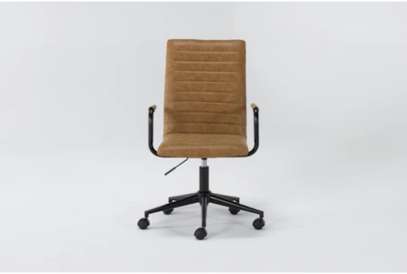 Luciana Tan Faux Leather Rolling Office Chair