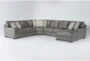 Hamlin Grey Leather 4 Piece Modular Sectional With Right Artm Facing Chaise And Corner Wedge - Signature
