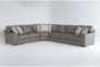 Hamlin Grey Leather 3 Piece Modular Sectional With Right Arm Facing Sofa And Corner Wedge - Signature