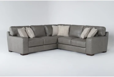 Hamlin Grey Leather 3 Piece Modular Sectional With Left Arm Facing Loveseat, Right Atm Facing Loveseat And 90* Corner