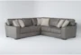 Hamlin Grey Leather 3 Piece Modular Sectional With Left Arm Facing Loveseat, Right Atm Facing Loveseat And 90* Corner - Signature