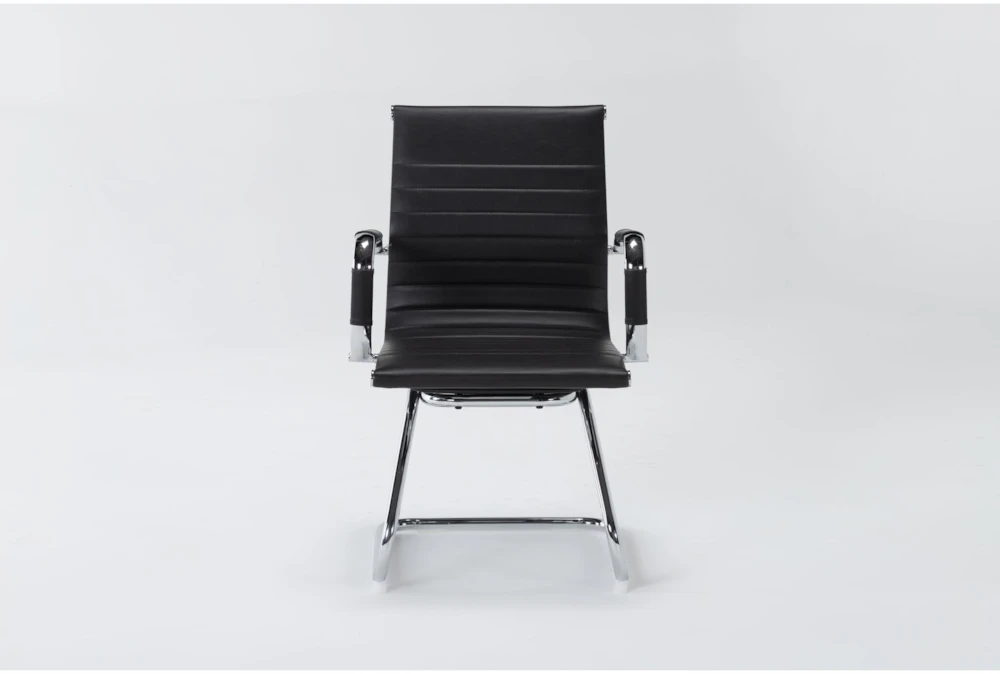 Jaques Black Faux Leather Office Desk Chair No Wheels