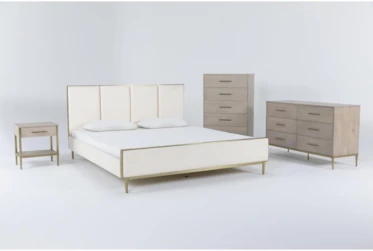 Camila California King 4 Piece Bedroom Set With Dresser, Chest + Nightstand
