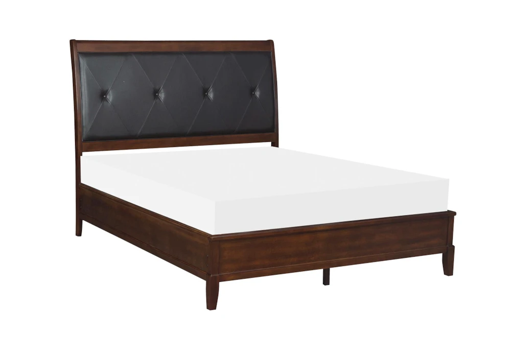 Kensley Cherry Queen Wood & Upholstered Panel Bed