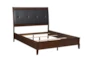 Kensley Cherry Full Wood & Faux Leather Sleigh Bed - Side