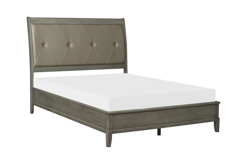 Kensley Grey Queen Wood & Upholstered Panel Bed