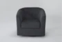 Sienna Charcoal Swivel Barrel Chair - Front