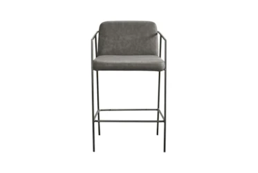 Drew Brown Faux Leather Counter Stool with Metal Frame