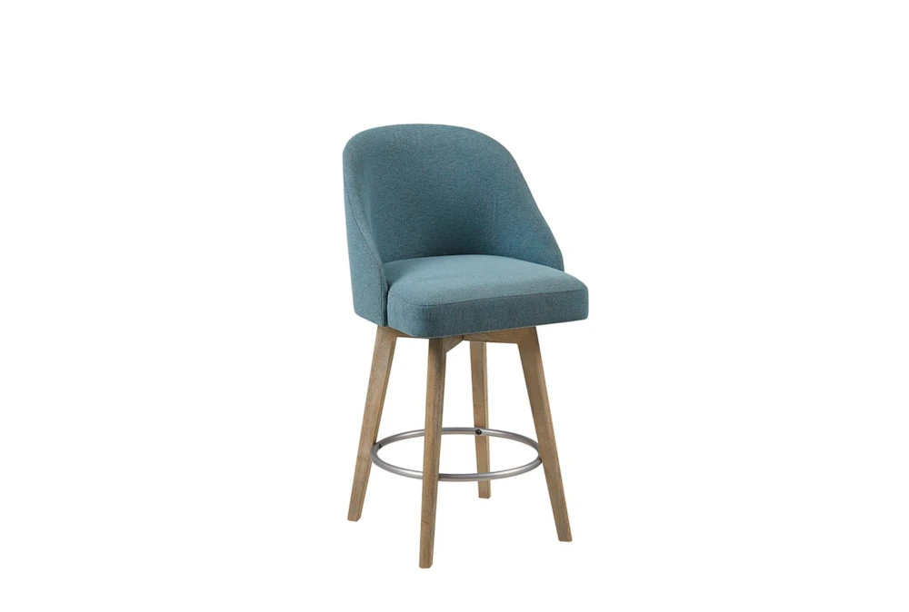 Marshall Blue Bar Stool With Back With Swivel Seat