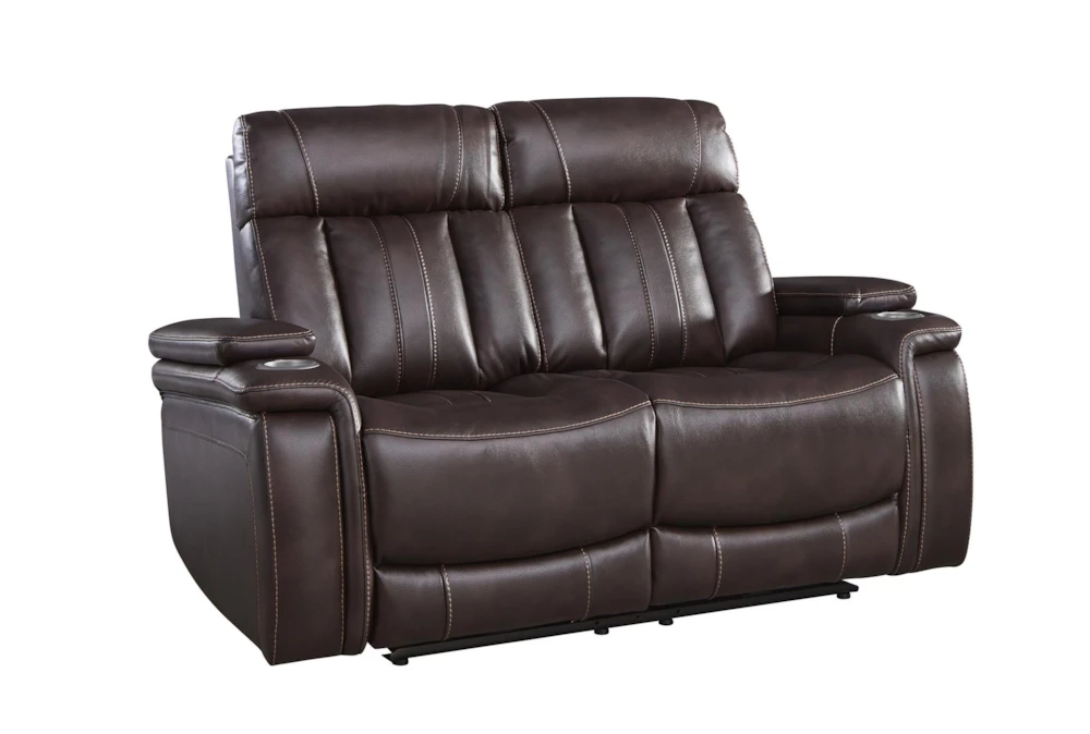 Floyd Brown 64" Power Reclining Loveseat with Cupholders, Power Headrest & USB